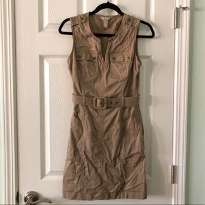 Banana Republic Sleeveless Khaki Dress with Belt